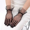Short Lace Black Polka Dot Tulle Gloves
