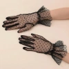 Short Lace Black Polka Dot Tulle Gloves