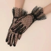 Short Lace Black Polka Dot Tulle Gloves