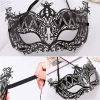 Crystal Silver Stone Black Laser Cut Metal Luxury Mask