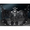 Crystal Silver Stone Black Laser Cut Metal Luxury Mask
