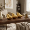Bird Design Ceramic Figurine - Mini Size - Glossy Gold Color - Decorative Ornament