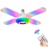 Lamba 4 Kanatlı E27 Duya Takılan Kumandalı Katlanabilir Led Müzik Lamba Işığı Avize Bluetooth Hoparlör (5365)