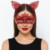 Luxury Red Lace Crowned Mask Set No. 2 - Party, Ball, Costume Accessory (5365)