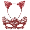 Luxury Red Lace Crowned Mask Set No. 2 - Party, Ball, Costume Accessory (5365)