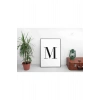 M Harfli Yazılı Siyah Çerçeveli Ahşap Duvar Tablosu