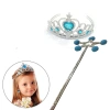 Blue Pom Pom Elsa Wand and Heart Stone Elsa Crown