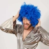 Mavi Renk Kıvırcık Afro Bonus Peruk (5365)