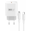 Mey İthalat®  C87C 30W Type-C Çıkışlı Ekstra DL50 1M Type-C to Lightning Kablolu PD Şarj Cihazı - Beyaz