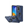 Durukar®  Huawei P Smart 2021 Kılıf Sofya Yüzüklü Silikon Kapak - Lacivert