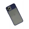 Mey İthalat®  iPhone 11 Pro Kılıf Palm Buzlu Kamera Sürgülü Silikon - Lacivert