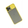 Mey İthalat®  iPhone 11 Pro Kılıf Palm Buzlu Kamera Sürgülü Silikon - Sarı