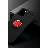 Durukar®  iPhone 12 Kılıf Range Yüzüklü Silikon - Siyah-Kırmızı