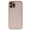 Mey İthalat®  iPhone 12 Pro Kılıf Coco Deri Silikon Kapak - Pudra