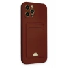 Mey İthalat®  iPhone 12 Pro Max Kılıf Kelvin Kartvizitli Silikon - Bordo
