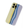 Mey İthalat®  iPhone 13 Pro Kılıf Ebruli Lansman Silikon - Sarı-Lila