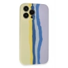 Mey İthalat®  iPhone 13 Pro Kılıf Ebruli Lansman Silikon - Sarı-Lila