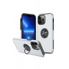 Durukar®  iPhone 13 Pro Kılıf Elit Yüzüklü Kapak - Gümüş