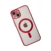 Durukar®  iPhone 14 Plus Kılıf Magneticsafe Lazer Silikon - Kırmızı