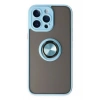 Durukar®  iPhone 14 Pro Kılıf Montreal Yüzüklü Silikon Kapak - Buz Mavi