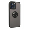 Durukar®  iPhone 14 Pro Kılıf Montreal Yüzüklü Silikon Kapak - Siyah