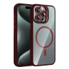 Durukar®   iPhone 15 Pro Max Remim Lensli Magsafe Standlı Kapak - Bordo