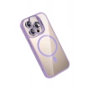 Durukar®   iPhone 15 Pro Max Remim Lensli Magsafe Standlı Kapak - Lila