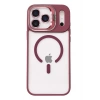 Durukar®   iPhone 17 Pro Remim Lensli Magsafe Standlı Kapak - Bordo