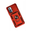 Durukar®   Redmi Note 10 Pro Kılıf Pars Lens Yüzüklü Silikon - Kırmızı