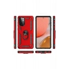 Durukar®  Samsung Galaxy A72 Kılıf Sofya Yüzüklü Silikon Kapak - Kırmızı