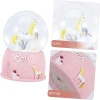 Mini Pembe Kar Küresi - Sevimli Unicorn ve Kız Tasarımlı - Işıklı