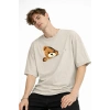 MN - Bear Baskılı Oversize Tişört BEJ