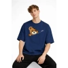 MN - Bear Baskılı Oversize Tişört LACIVERT