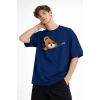MN - Bear Baskılı Oversize Tişört LACIVERT