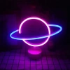 Modern Neon Işıklı Satürn Lamba Pil Ve Usb Uyumlu
