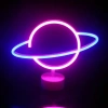 Modern Neon Işıklı Satürn Lamba Pil Ve Usb Uyumlu