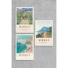 Monet Üçlü Ahşap Çerçeveli Tablo 23 x 30