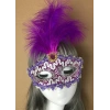 Purple Lace Embellished Purple Feather Ball Party Mask 17x20 cm (5365)