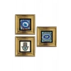Nazar 3 lü Set Çerçeveli Taş Tablo 20 cm