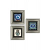 Nazar 3 lü Set Çerçeveli Taş Tablo 20 cm