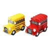 Nostalgic School Bus Design Decorative Figurine - With Piggy Bank Feature - Resin Object