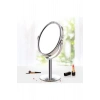 Oval Masaüstü Ayaklı 360° Dönebilen çift taraflı büyüteçli krom ayna 18X10cm