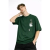 Panda - Baskılı Oversize Tişört HAKI