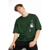 Panda - Baskılı Oversize Tişört HAKI