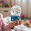 Battery-Powered Illuminated Musical Snow Globe – Frozen Land Figurine Fun Desktop Ornament, LED Lit Decorative Gift Snow Globe (5365)