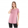 Kadın %100 Pamuk Bisiklet Yaka T-Shirt FUMUS PEMBE