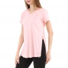Womens 100% Cotton V-Neck T-Shirt FRAGUM PINK