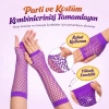 Retro Mor File Parmaksız Eldiven 26 Cm Parti Kostümü