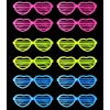 Retro Neon Phosphorescent Heart Shutter Glasses 12 Pieces - 80s 90s Party Style (5365)