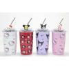 Sanrio Hello Kitty Ve Kuromi Figürlü Isı Muhafazalı Metal Pipetli Çelik Kupa